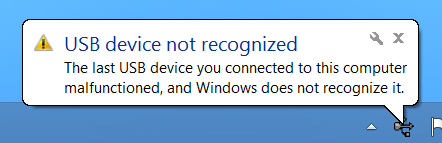 USB device not recognized
