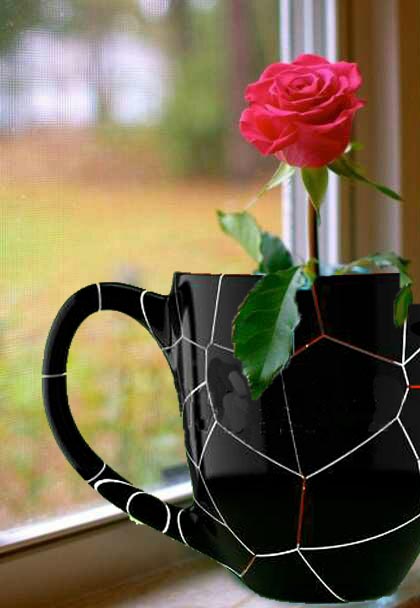 broken mug flower vase
