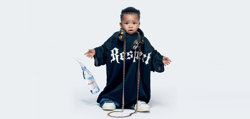 Evian babies wearing oversized clothes
