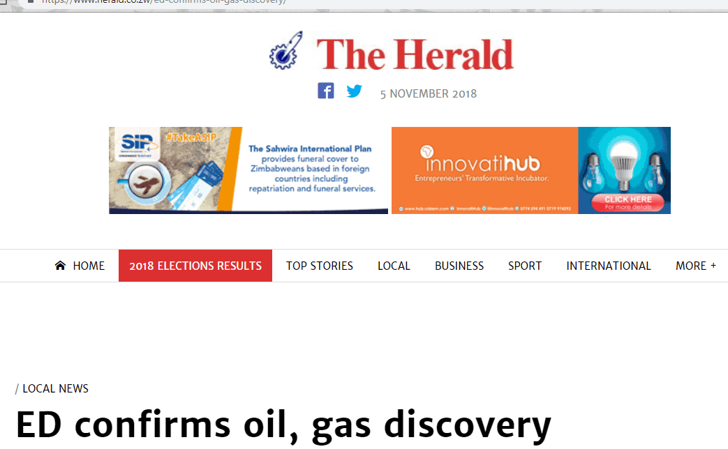 oil found in zimbabwe