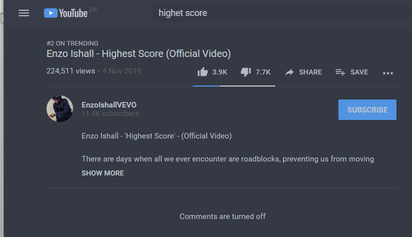 highest score youtube comments