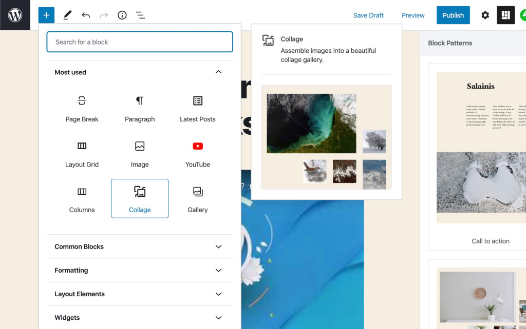 Gutenberg UI and laout changes
