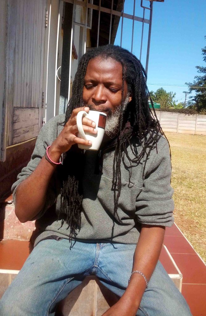 drinking coffee in the sun
