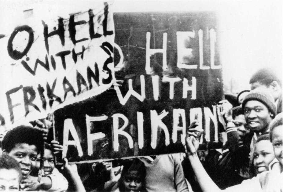 To hell with Afrikaans placard june 1976
