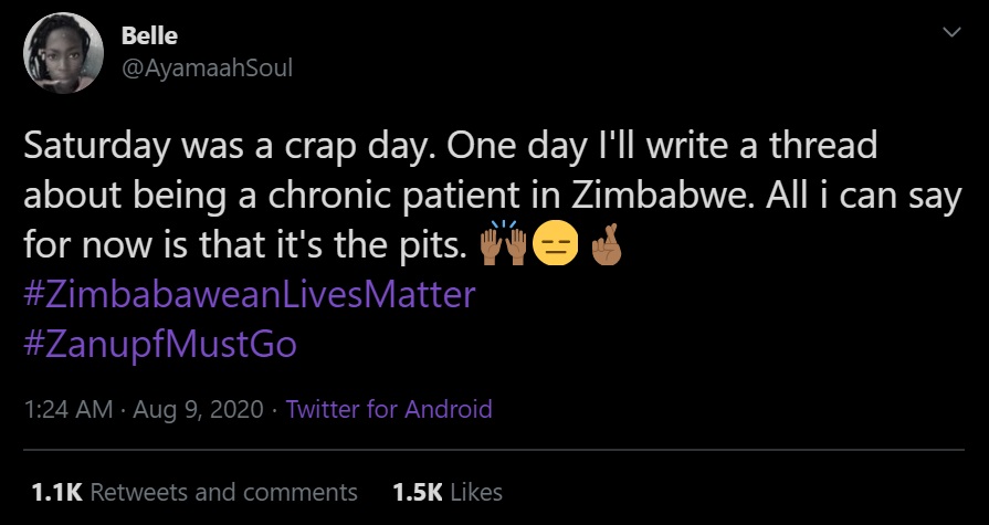 Saturday was a crap day. One day I'll write a thread about being a chronic patient in Zimbabwe. All i can say for now is that it's the pits.