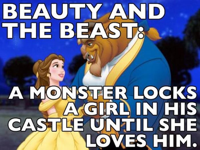  a beast locks up a girl inhis castle  until she loves him 