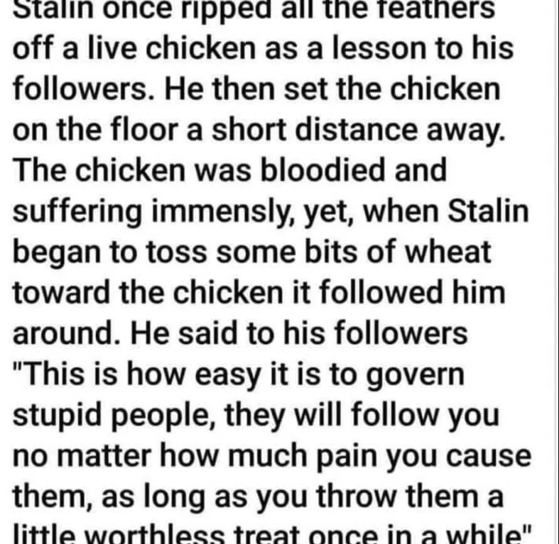 Stalin live plucking a chicken
