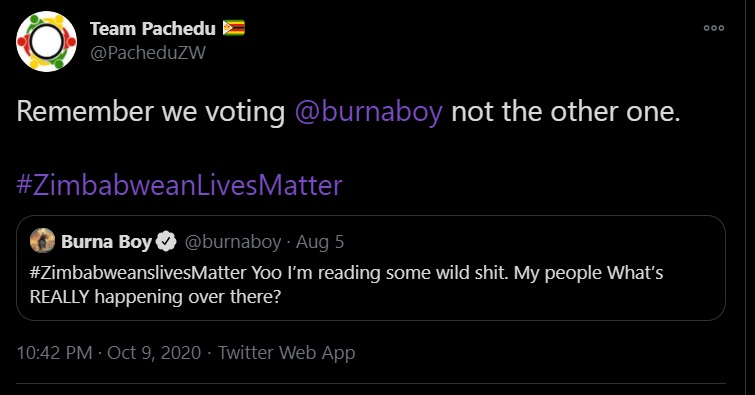 voting for Burna Boy 
