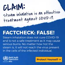 Steam Inhalation does not cure covid-19 
