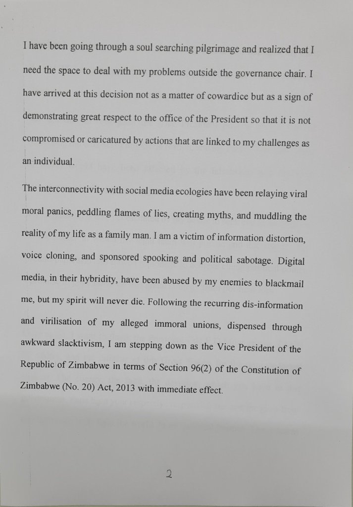 Zim Vice President resignation