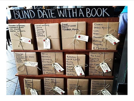 Blind date with a book 
books covered in brown paper