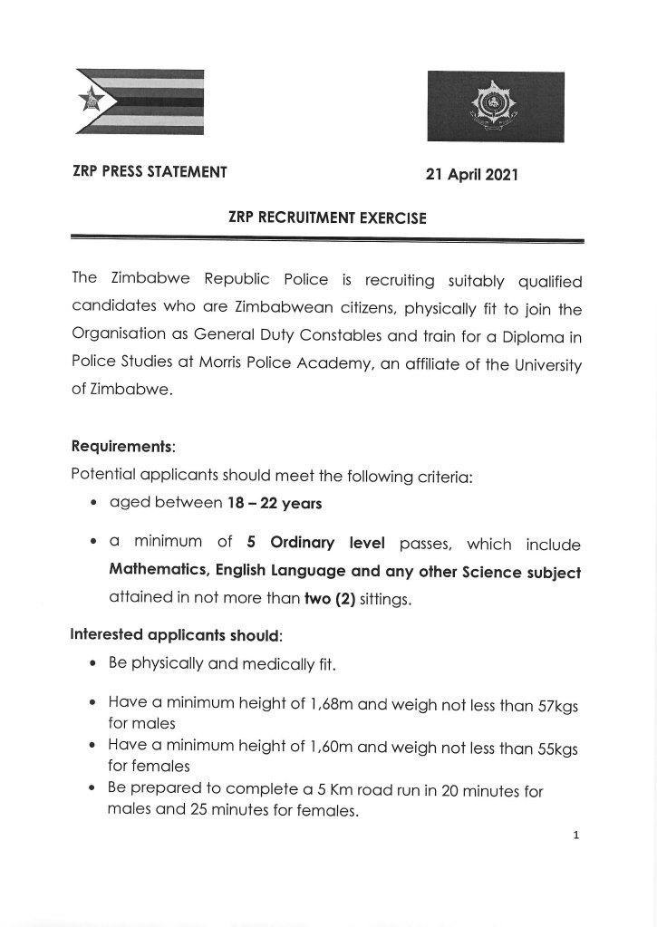 ZRP Recruitment Drive