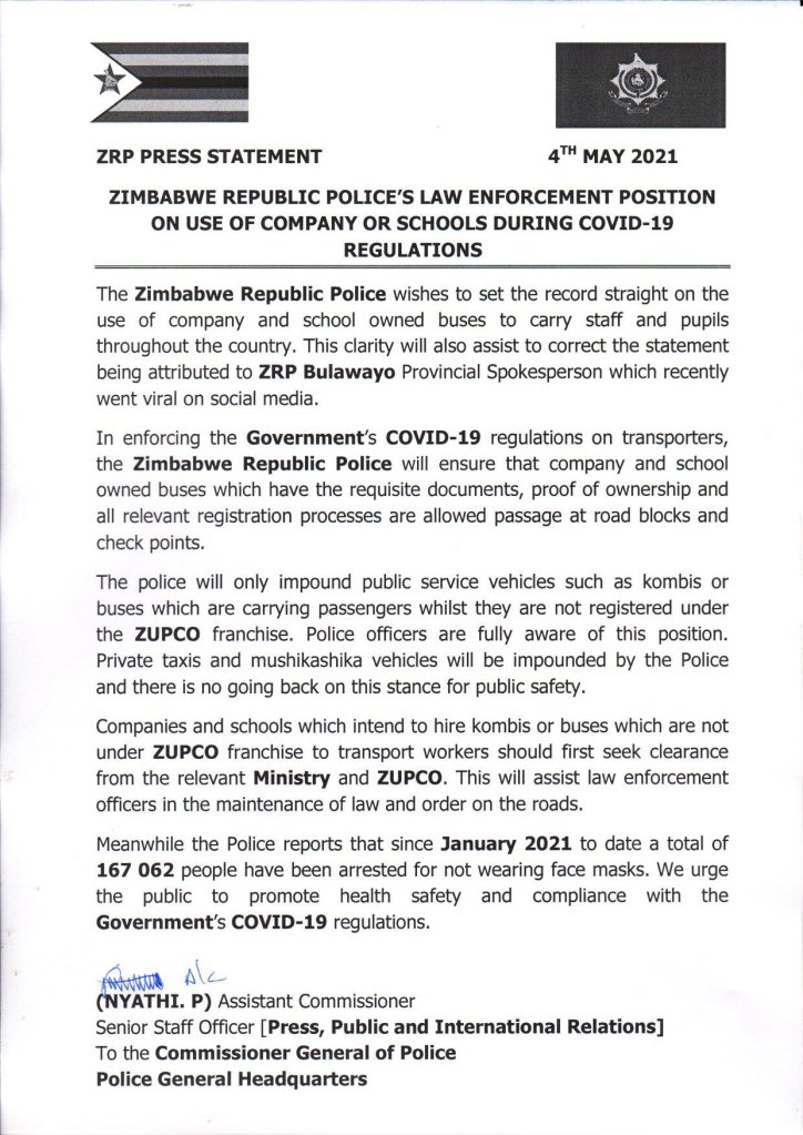 ZRP COVID REGULATIONS