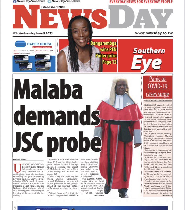 Chief Justice Malaba demands JSC probe