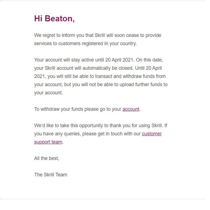 Skrill closes services in Zimbabwe