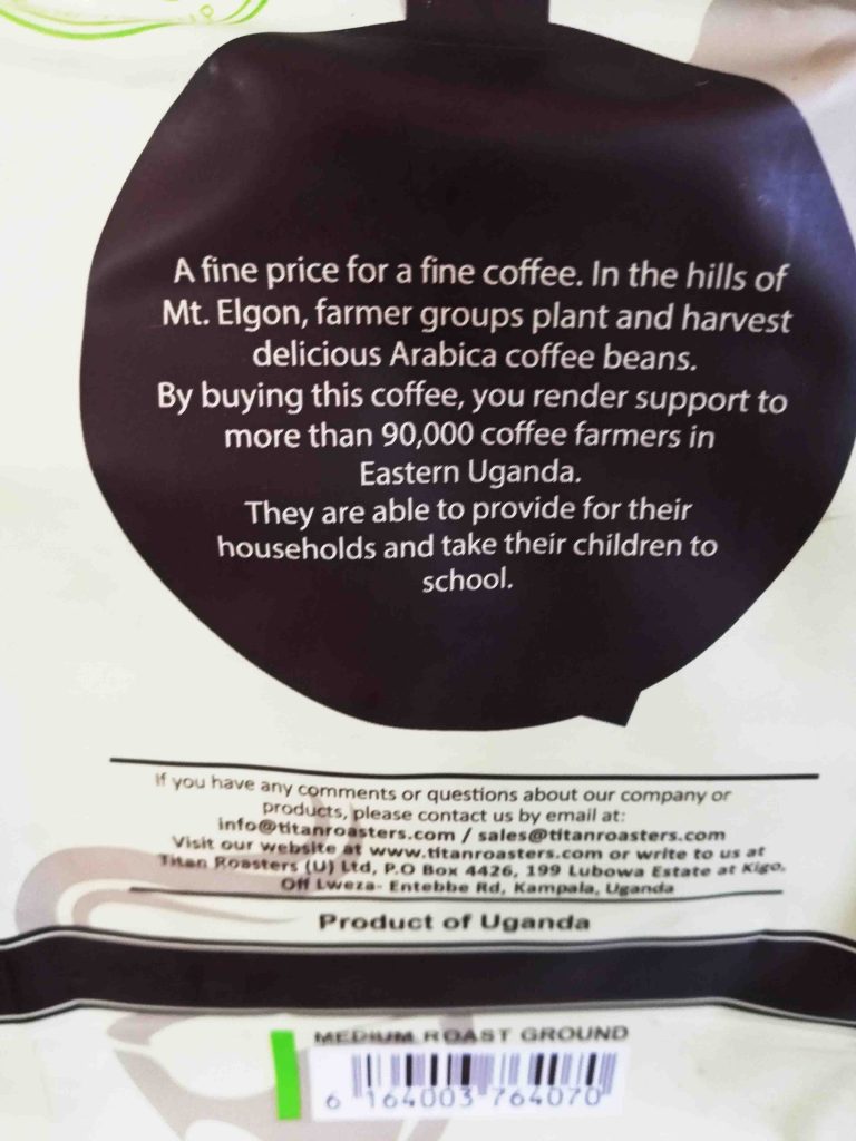 Grown in hills of Mt Elgon Afrikano Coffee