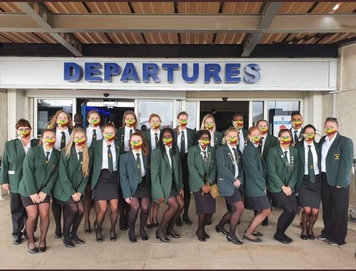 National Ladies Hockey Team at airport just before Leaving for Ghana