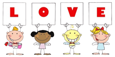 Kids holding up letters to spell LOVE