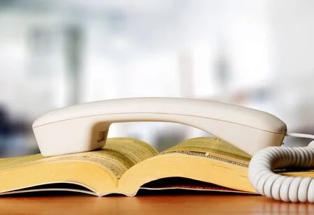 phone book with telephone handset
