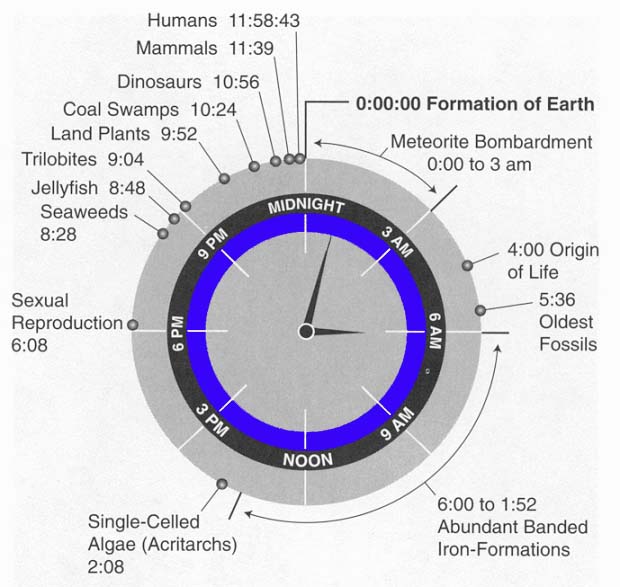 4.6 billion years represented in 24 hours
