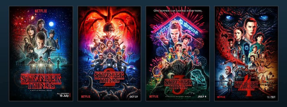 Stranger Things season 1,2.3 and 4 poster