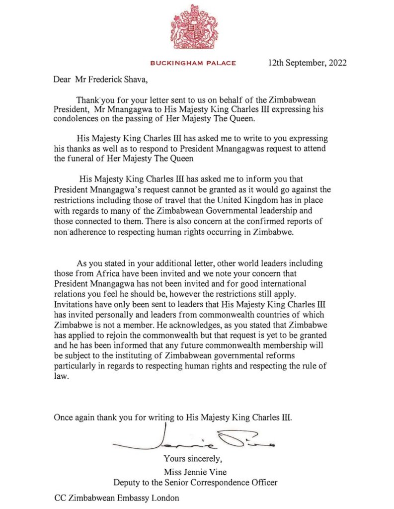 letter to mnangagwa