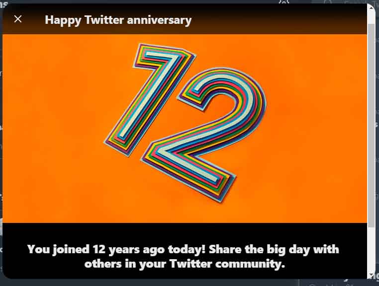 happy twitter anniversary 12 years on Twitter