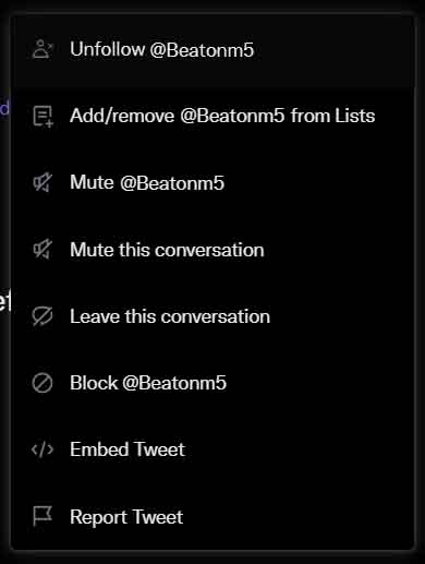 Tweet Menu 
unmention and leave conversation