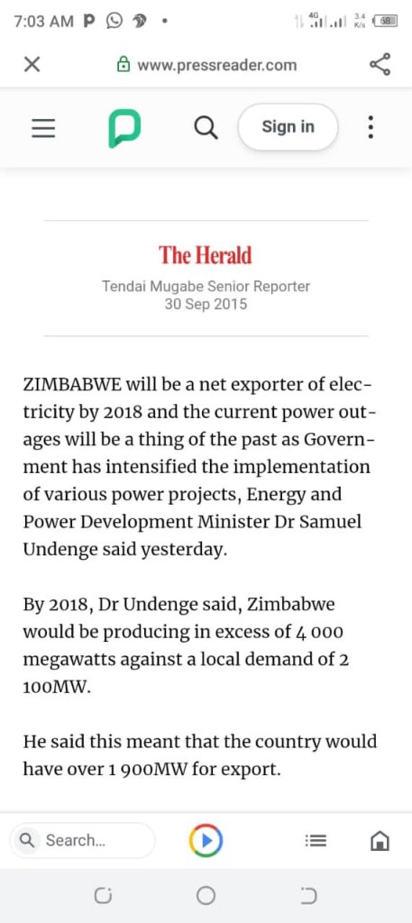 zimbabwe will be a net exporter of electricity by 2018