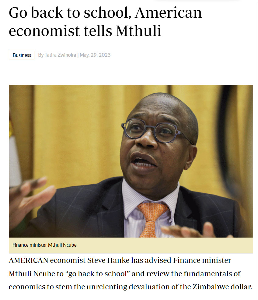 Go back to school says Steve Hanke