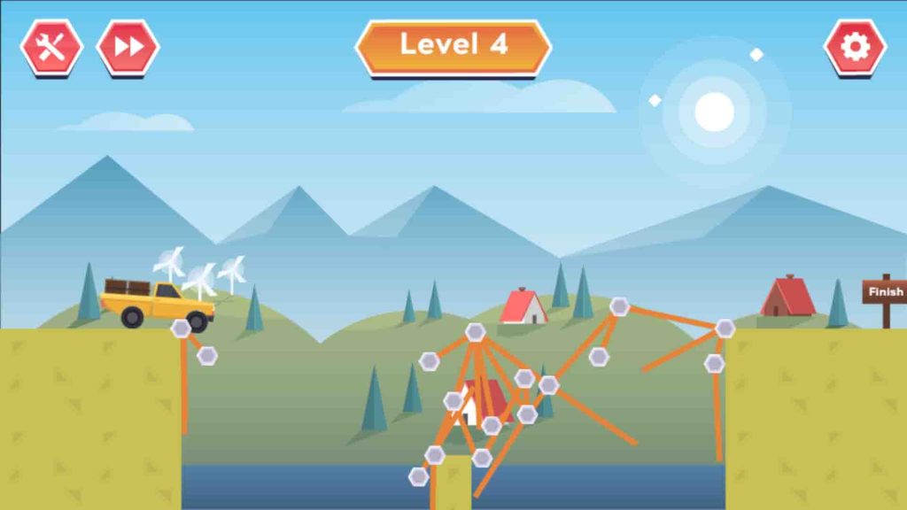 Broken bridge in Construct A Bridge Game