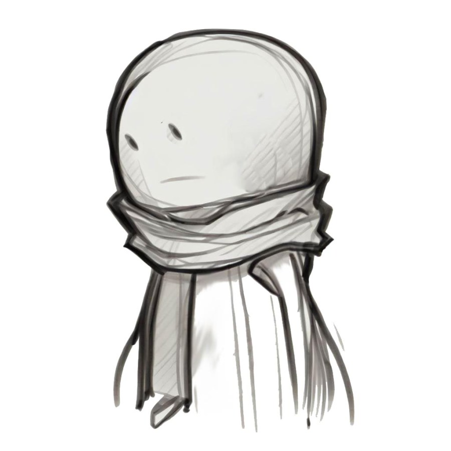 wearing a scarf
