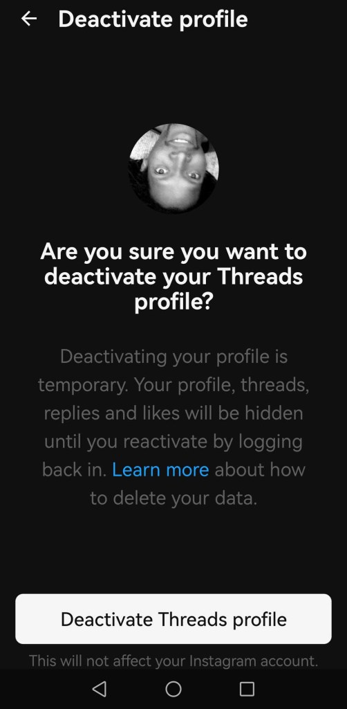 Deactivate Threads profile