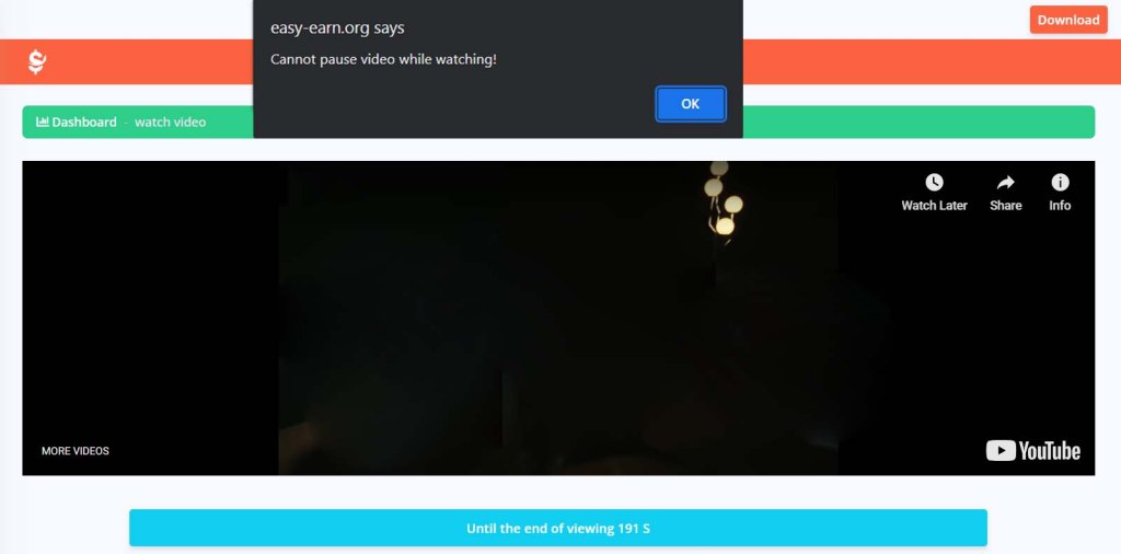 Watch video to earn money