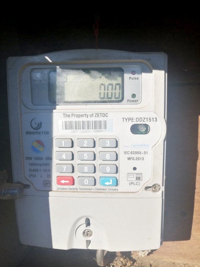 Prepaid electricity meter showing Zero Units
