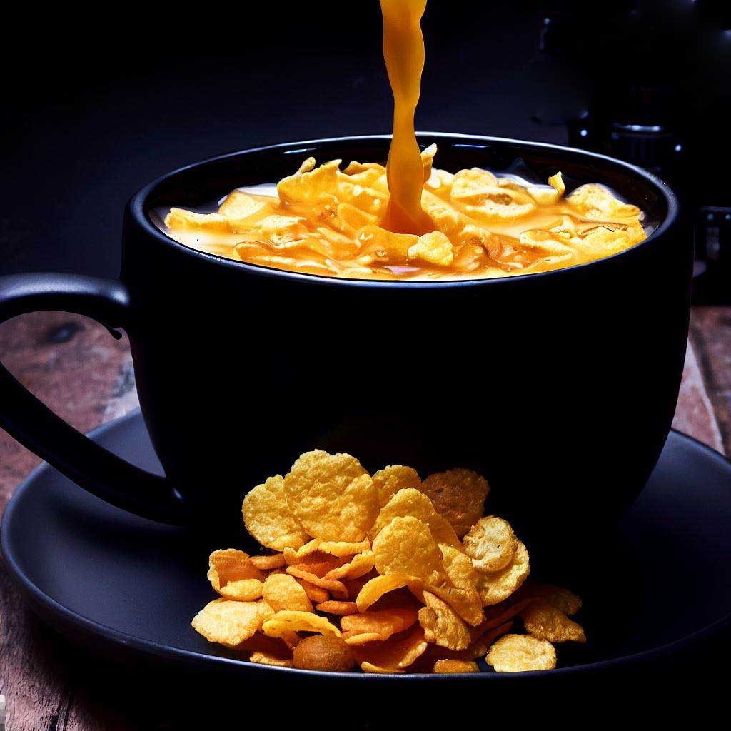 Corn flakes in a tea cup