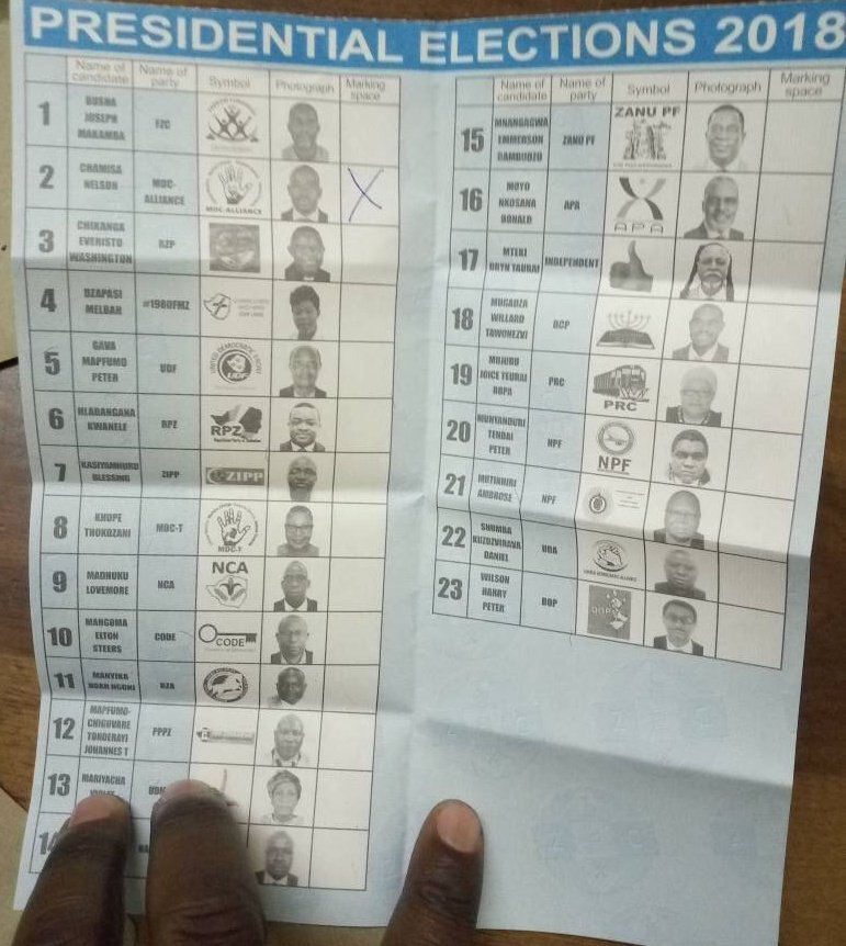 2018 Presidential ballot paper