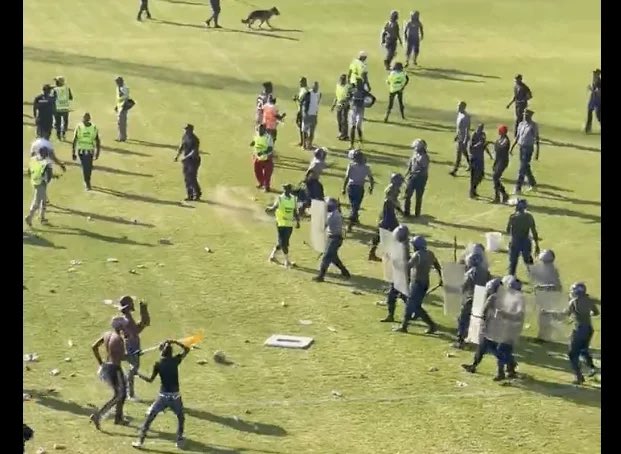 Barbourfields Stadium fans battle police