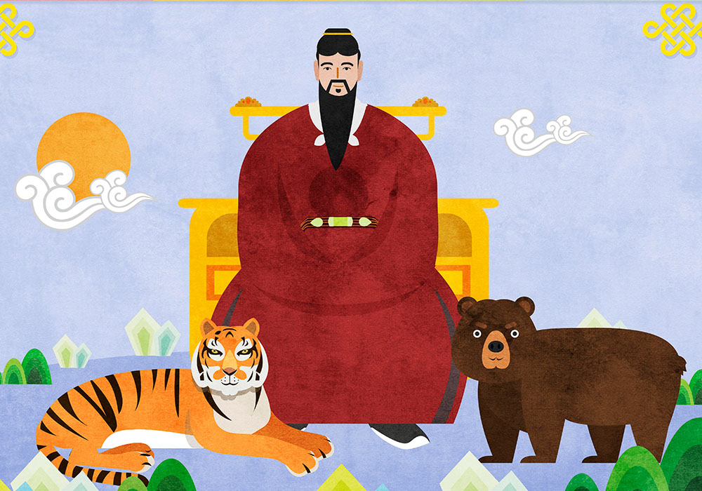 Hwanung, tiger and bear