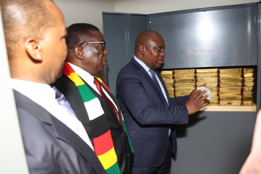 President inspecting the gold reserves ahead of ZiG launch 📸 The Herald