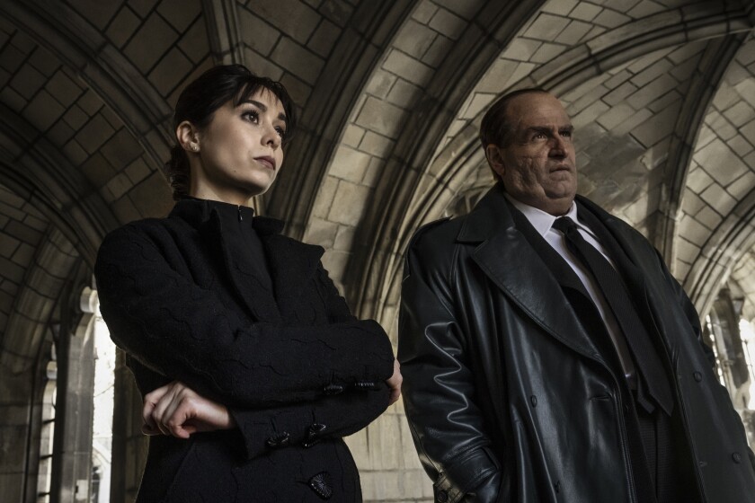 Sofia Falcone and Oswald Cobb in The Penguin