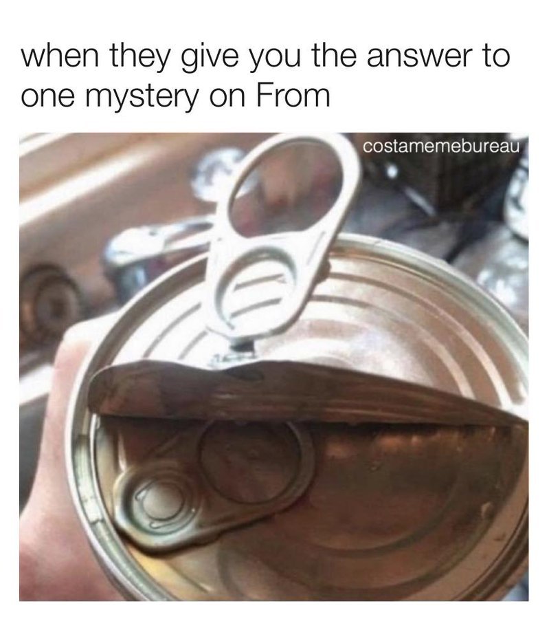 When they give you answers in From a can with top peeled off ti reveal another lid beneath