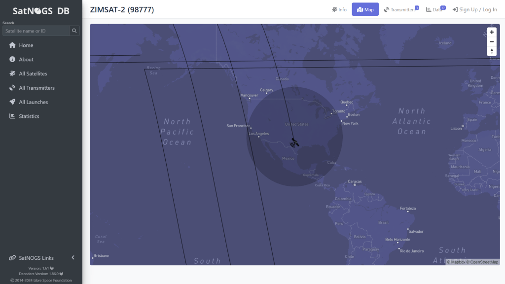 Tracking ZimSat-2 source SatNOGS DB