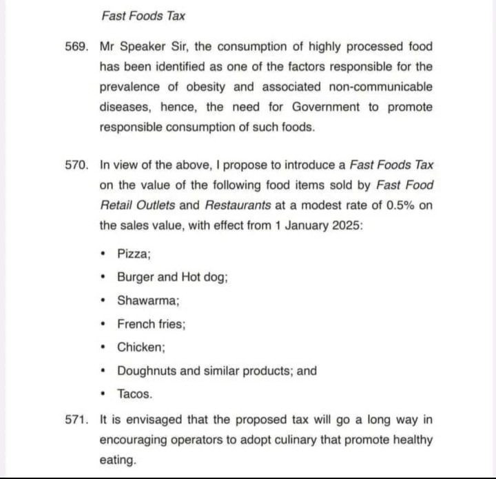 Fast Food tax Zimbabwe 