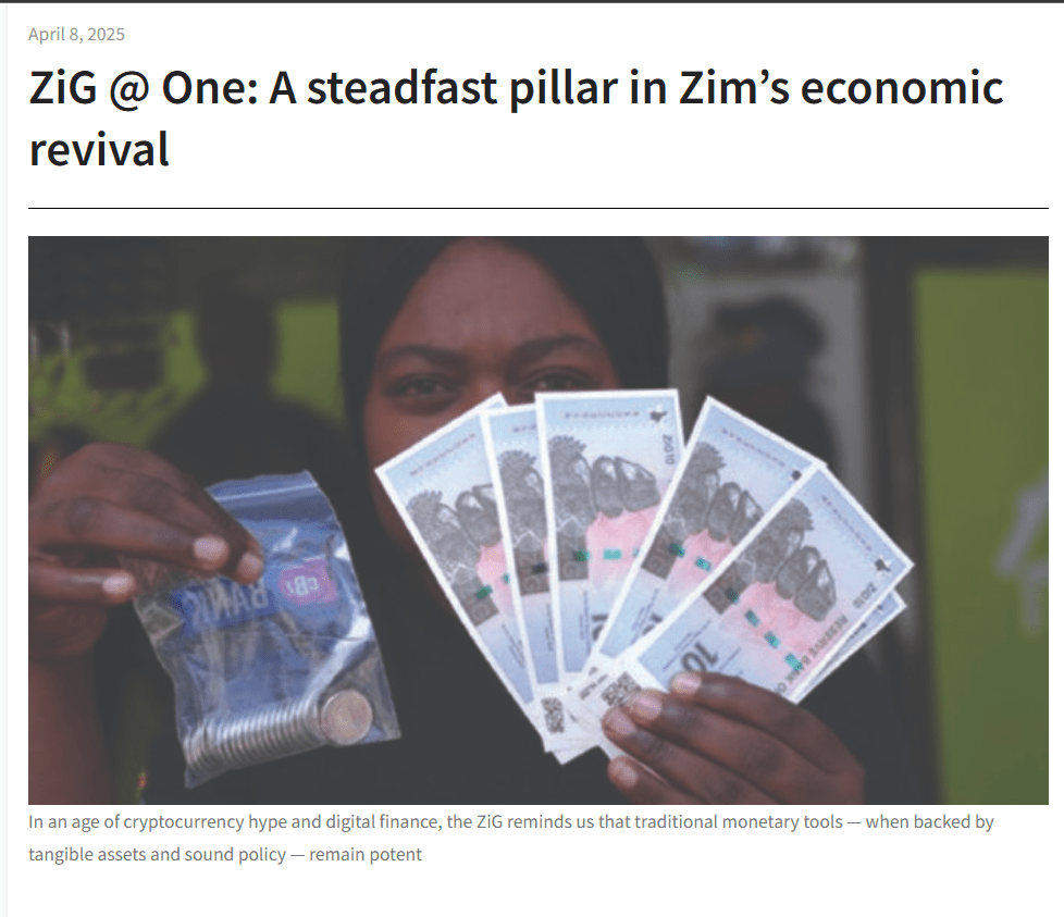 ZiG at One Zimbabwe new currency