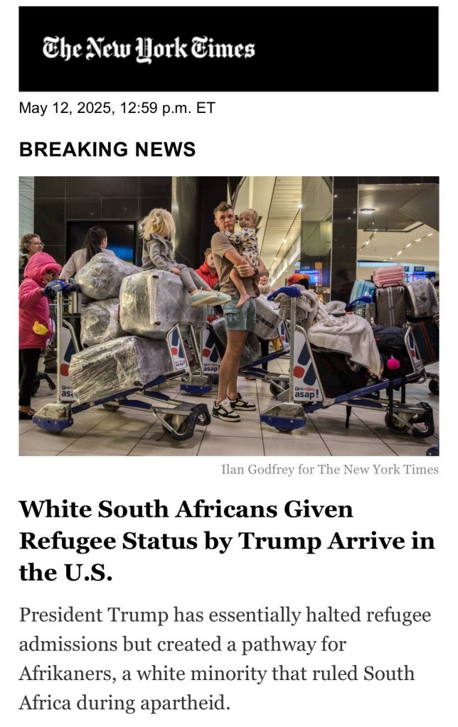 white South Africans given refugee status.