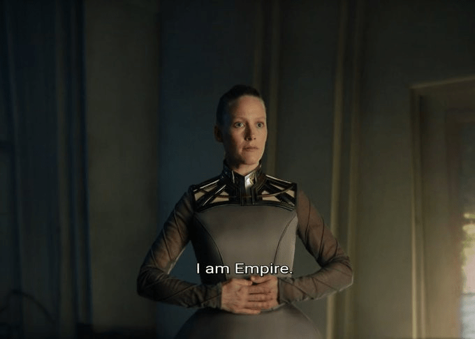 I am Empire says Laura Birn as lady Demerzel in Foundation 