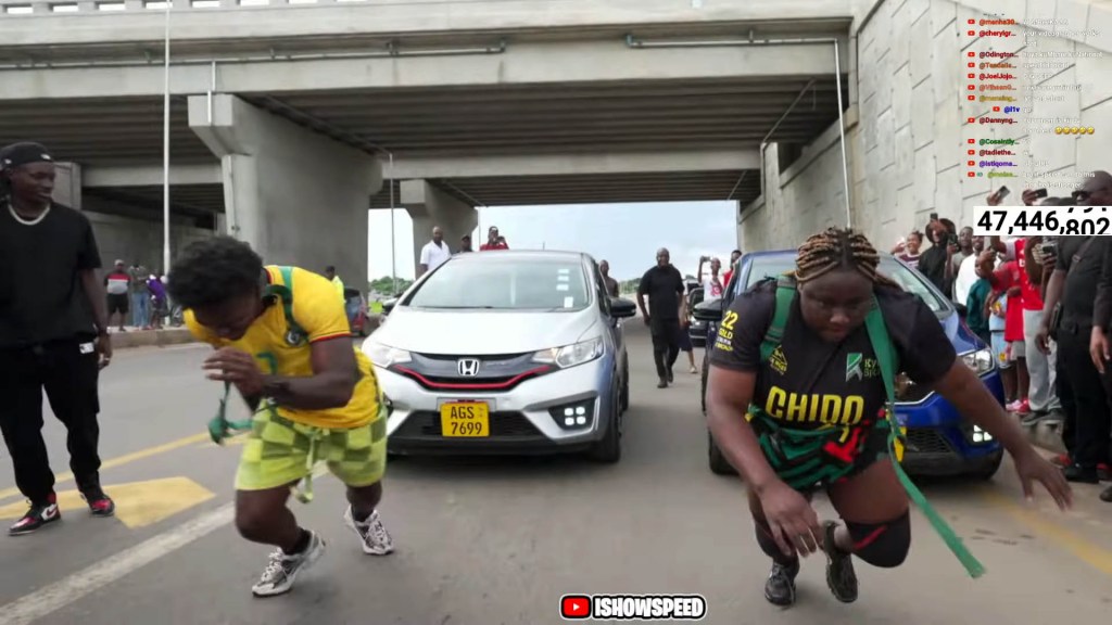 Speed vs Strength 
IshowSpeed races against Chido Maenzanisein a test of strenght and speed with Honda Fit in tow 