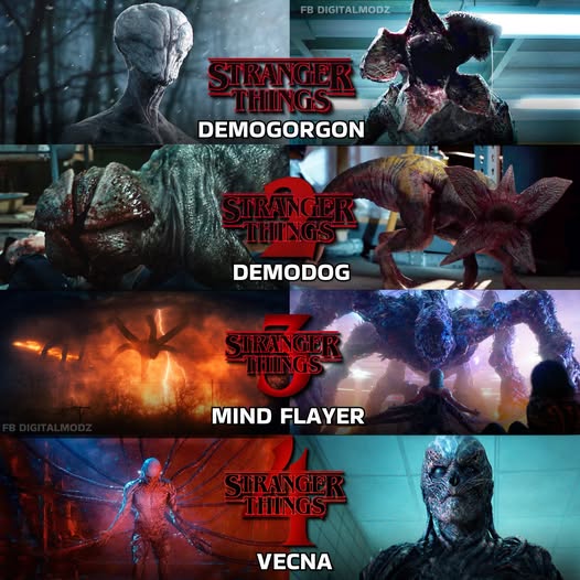 monsters from each stranger things season