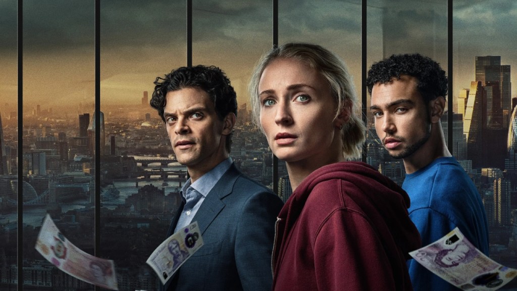 Rhys Covaci (Jacob Fortune-Lloyd) Zara Dunne (Sophie Turner) and Luke Selborn (Archie Mudekwe) in Steal